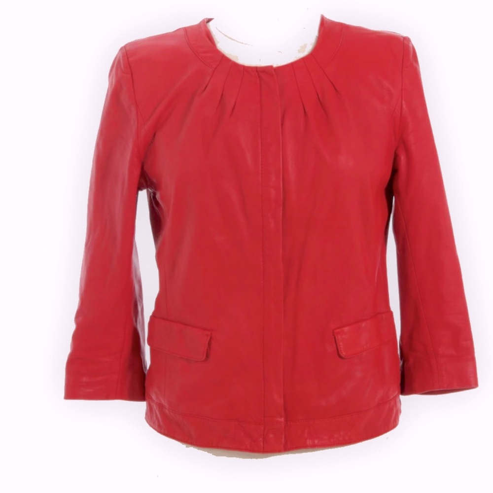 Classiques Entier Red/Deep Coral Buttery Soft Leather Jacket • Size: S • Vintage